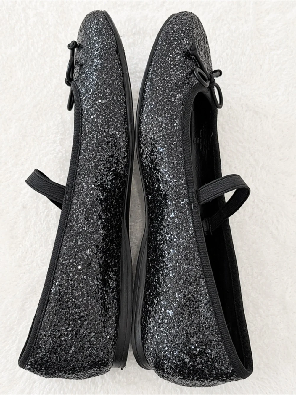 BANDOLINO Phalon Mary Jane Flats Black Glitter Ballet Shoes Womens Size 7